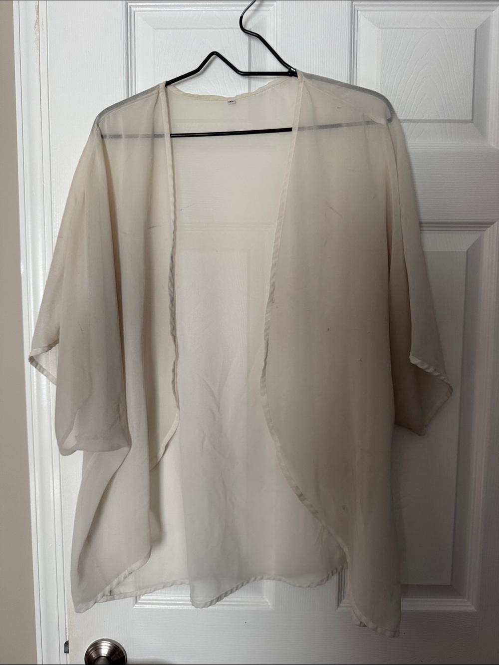 Sheer Open Front Kimono in Light Beige